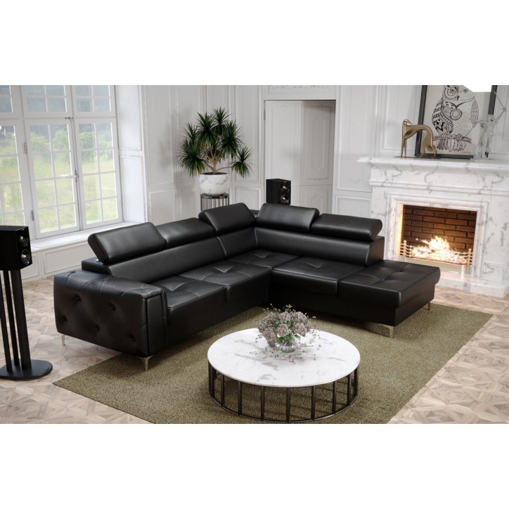 Canapé d'angle convertible en cuir ORION II 255 x 255 cm en plusieurs couleurs
