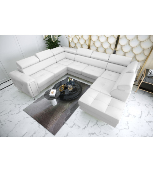 Canapé en U convertible en cuir ORION MAX I 225 x 350 x 255 cm en plusieurs couleurs