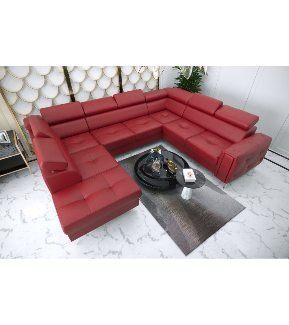Canapé en U convertible en cuir ORION MAX I 225 x 350 x 255 cm en plusieurs couleurs