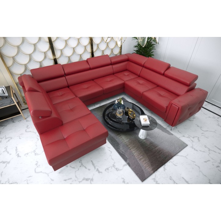 Canapé en U convertible en cuir ORION MAX I 225 x 350 x 255 cm en plusieurs couleurs