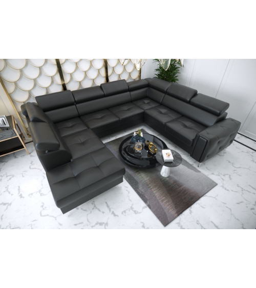 Canapé en U convertible en cuir ORION MAX I 225 x 350 x 255 cm en plusieurs couleurs