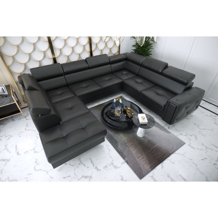 Canapé en U convertible en cuir ORION MAX I 225 x 350 x 255 cm en plusieurs couleurs
