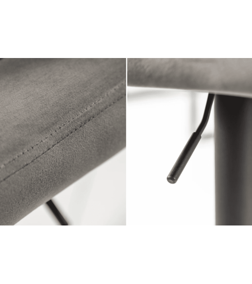 Tabouret de bar PORTLAND 88-109 cm en velours gris