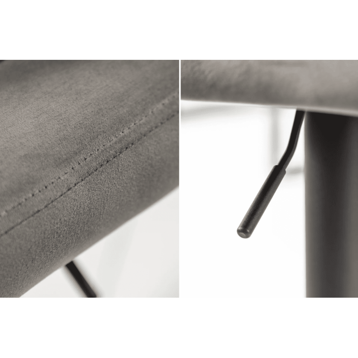 Tabouret de bar PORTLAND 88-109 cm en velours gris