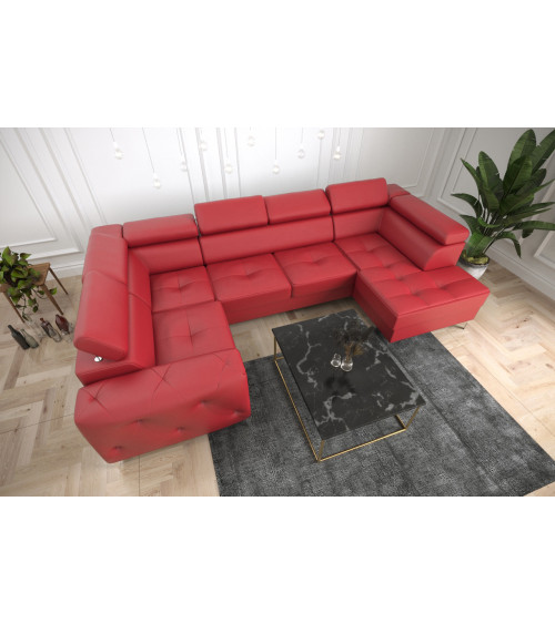 Sofá esquinero convertible de cuero ORION MAX II 165 x 350 x 185 cm en varios colores