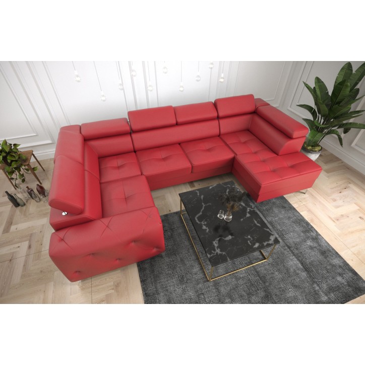 Sofá esquinero convertible de cuero ORION MAX II 165 x 350 x 185 cm en varios colores