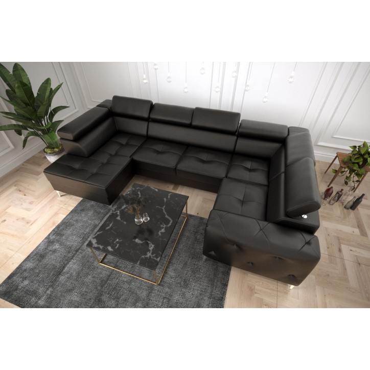 Canapé d'angle convertible en cuir ORION MAX II 165 x 350 x 185 cm en plusieurs couleurs