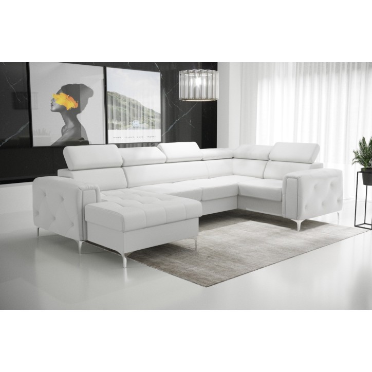 Sofá esquinero convertible de cuero ORION MAX III 165 x 320 x 190 cm en varios colores