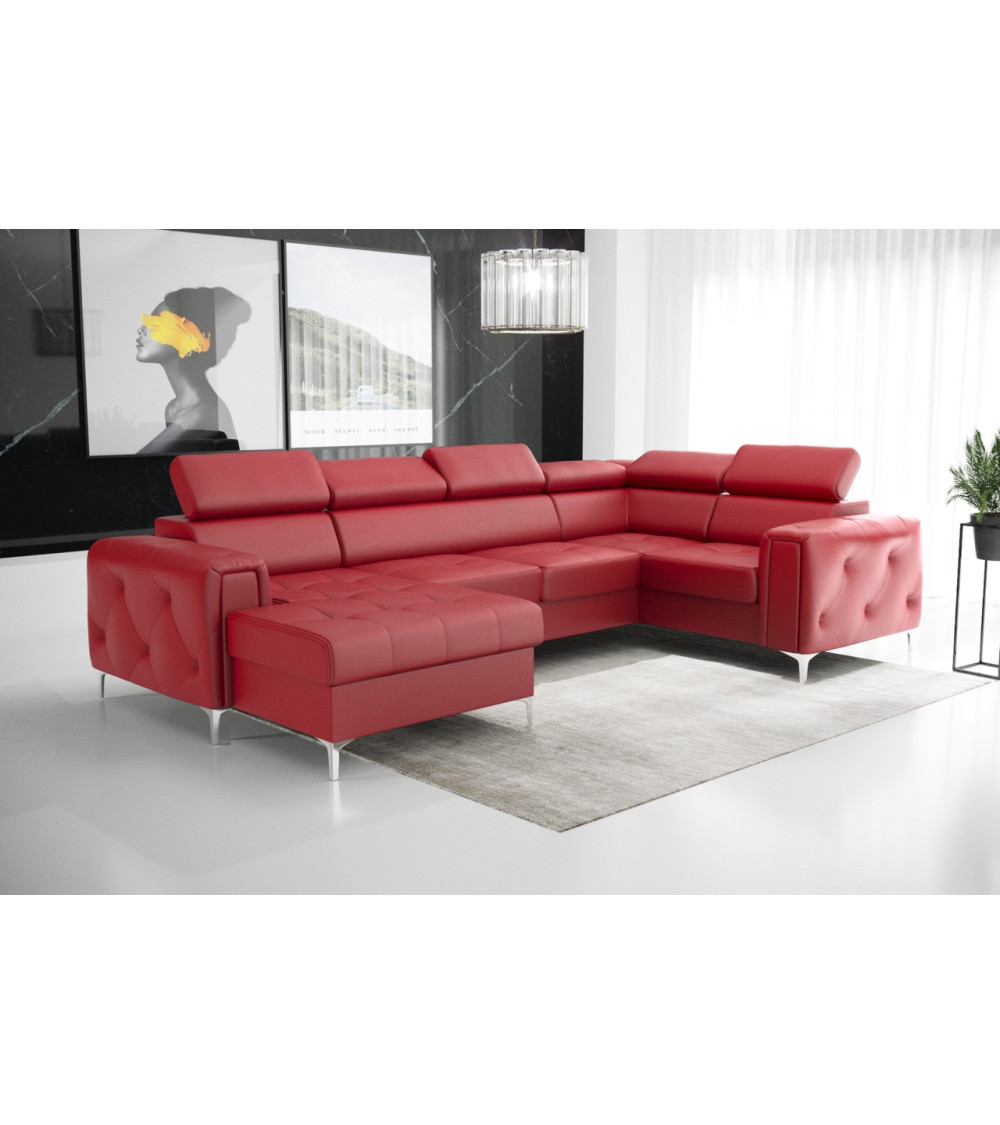 Canapé d'angle convertible en cuir ORION MAX III 165 x 320 x 190 cm en plusieurs couleurs