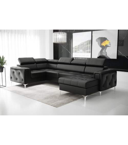 Sofá esquinero convertible de cuero ORION MAX III 165 x 320 x 190 cm en varios colores