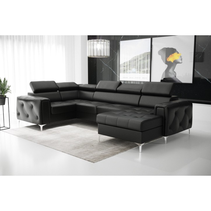 Sofá esquinero convertible de cuero ORION MAX III 165 x 320 x 190 cm en varios colores