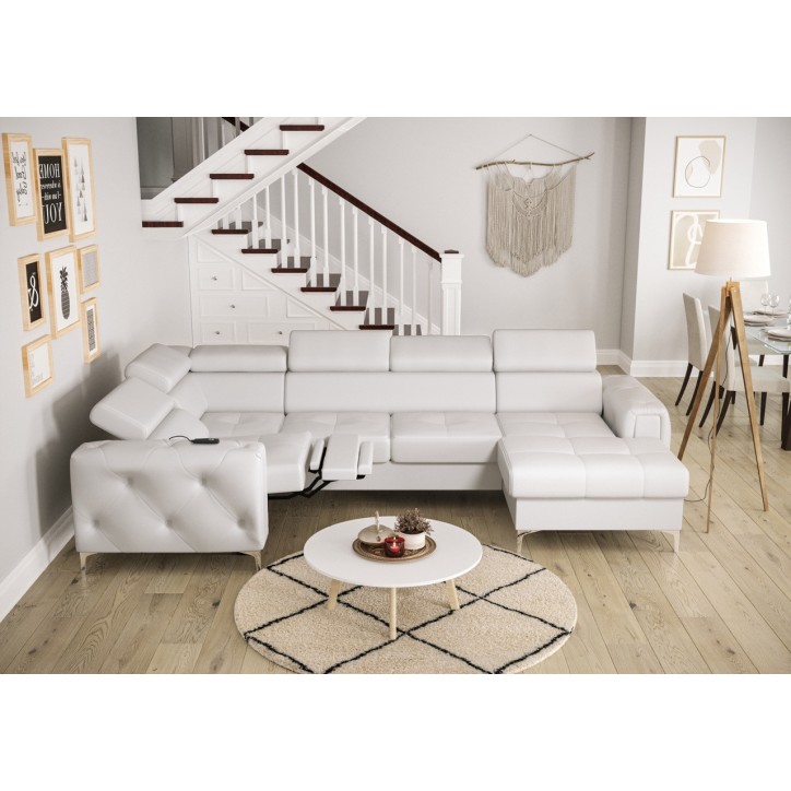 Sofá esquinero convertible de cuero ORION MAX III RELAX 165 x 320 x 190 cm en varios colores