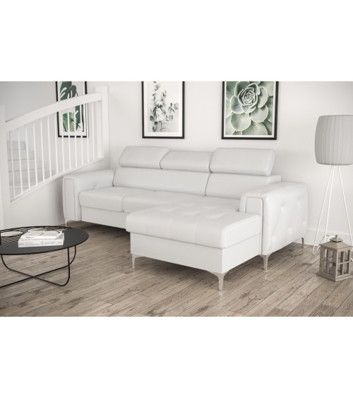 Divano angolare trasformabile in pelle ORION MINI 255 × 165 cm in vari colori