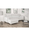 Sofá esquinero convertible de cuero ORION MINI 255 × 165 cm en varios colores