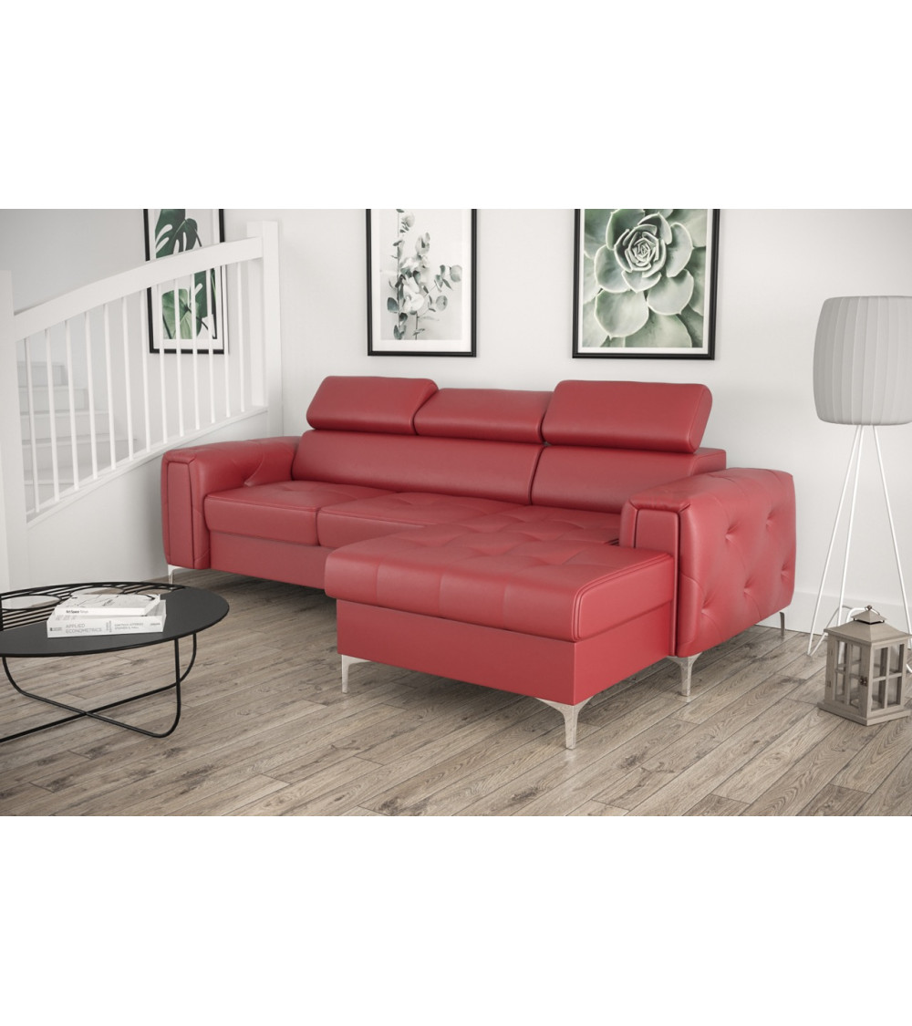 Canapé d'angle convertible en cuir ORION MINI 255 × 165 cm en plusieurs couleurs