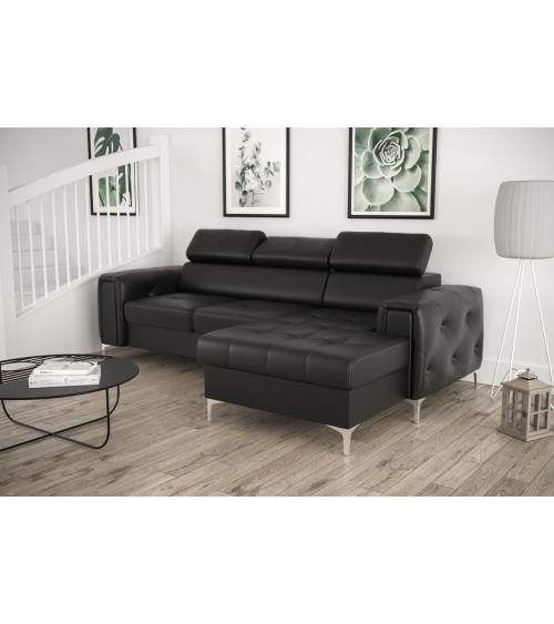 Canapé d'angle convertible en cuir ORION MINI 255 × 165 cm en plusieurs couleurs