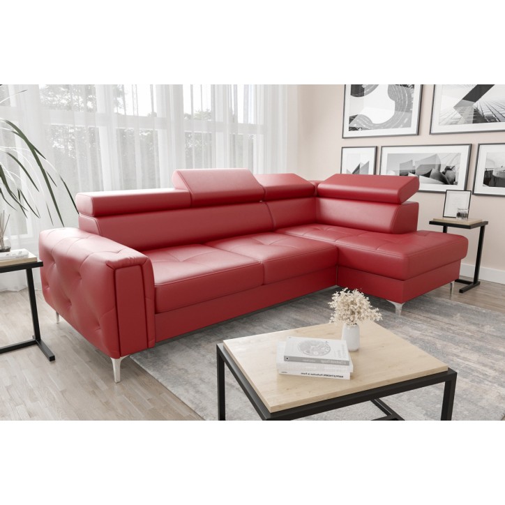Canapé d'angle convertible en cuir ORION 255 × 170 cm en plusieurs couleurs