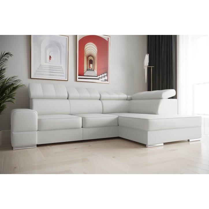 Canapé d'angle convertible en cuir ROYAL I 260 × 185 cm en plusieurs couleurs