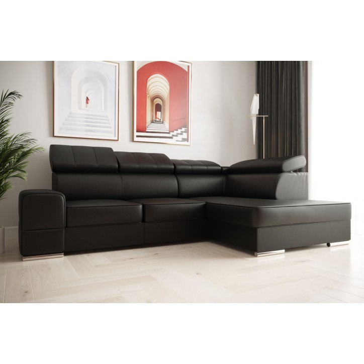 Canapé d'angle convertible en cuir ROYAL I 260 × 185 cm en plusieurs couleurs