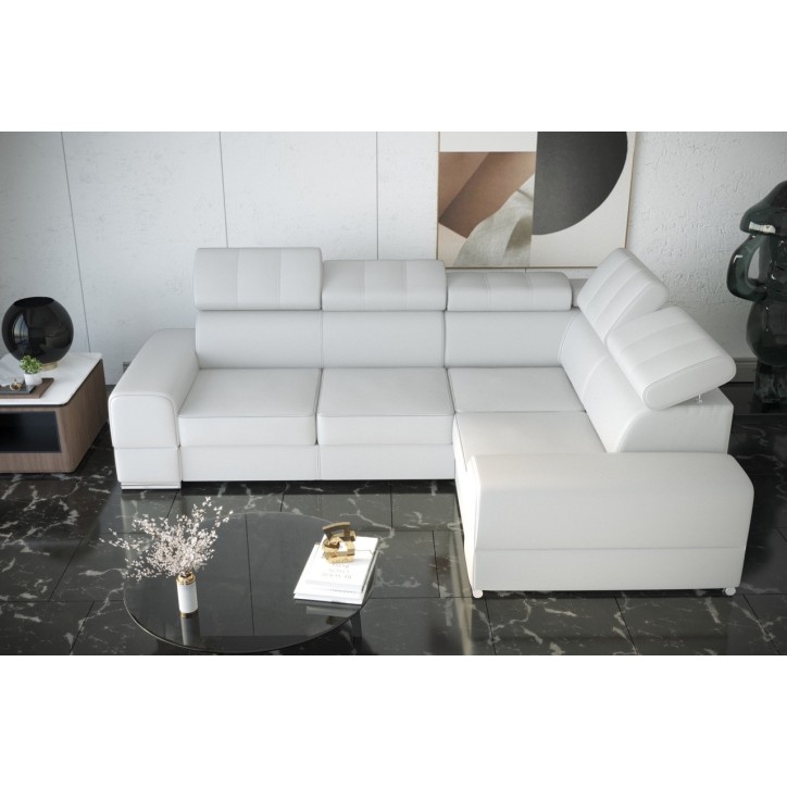 Sofá esquinero convertible de cuero ROYAL II 280 × 210 cm en varios colores