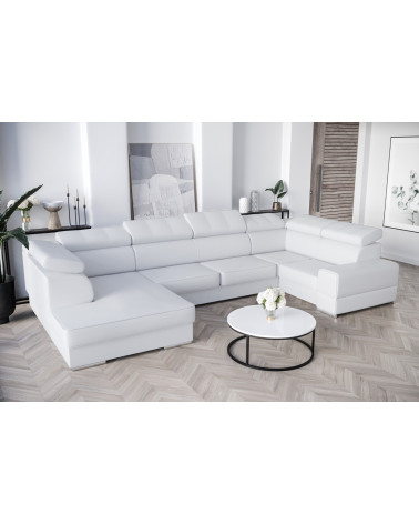 Sofá en U convertible de cuero ROYAL MAX I 210 x 375 x 185 cm en varios colores
