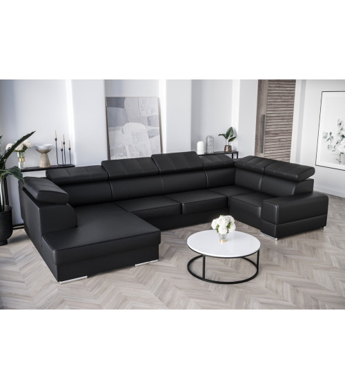 Divano convertibile a U in pelle ROYAL MAX I 210 x 375 x 185 cm in vari colori