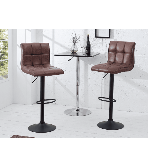 Tabouret de bar MODENA de 95 à 115 cm marron vintage