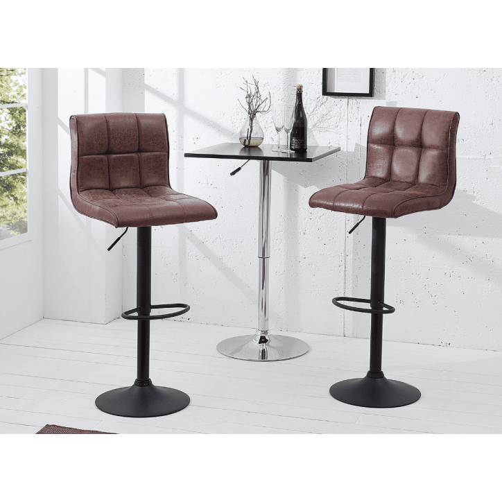 Tabouret de bar MODENA de 95 à 115 cm marron vintage