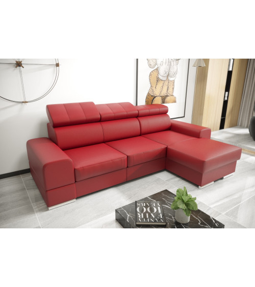 Divano letto angolare in pelle ROYAL MINI 260 x 160 cm in vari colori