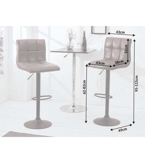 Tabouret de bar MODENA de 95 à 115 cm marron vintage