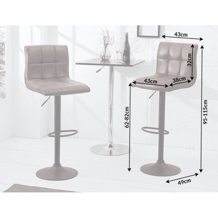 Tabouret de bar MODENA de 95 à 115 cm marron vintage