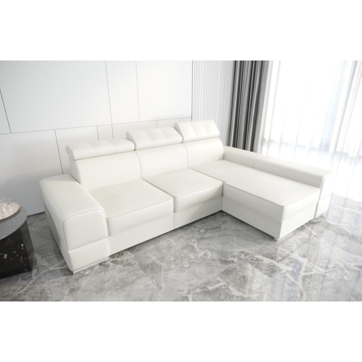 Sofá rinconera convertible de cuero ROYAL 295 x 185 cm en varios colores