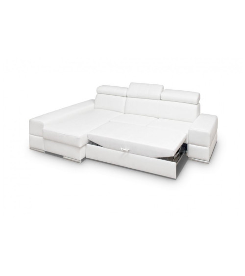Canapé d'angle convertible en cuir ROYAL 295 x 185 cm en plusieurs couleurs