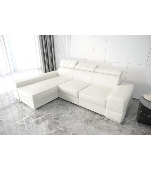 Sofá rinconera convertible de cuero ROYAL 295 x 185 cm en varios colores