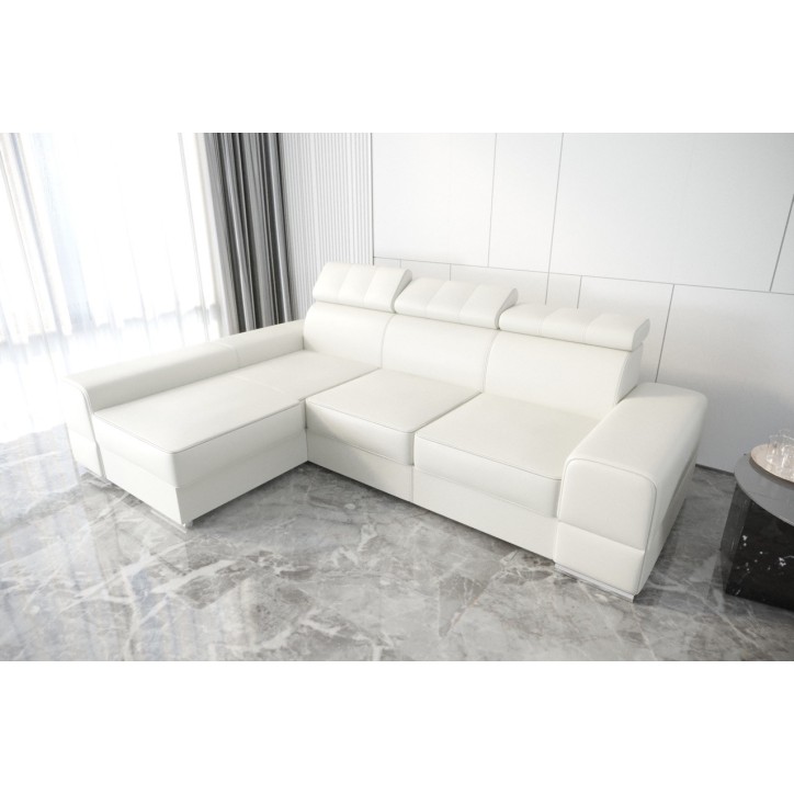 Sofá rinconera convertible de cuero ROYAL 295 x 185 cm en varios colores