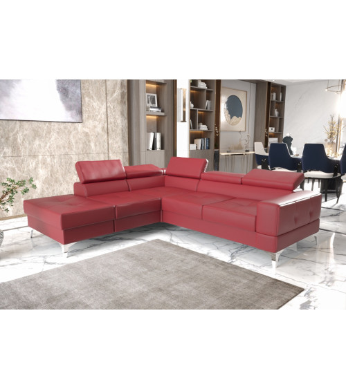 Sofá rinconera convertible de cuero TOSCANIA II 250 x 225 cm en varios colores