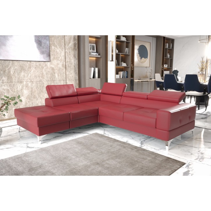 Sofá rinconera convertible de cuero TOSCANIA II 250 x 225 cm en varios colores