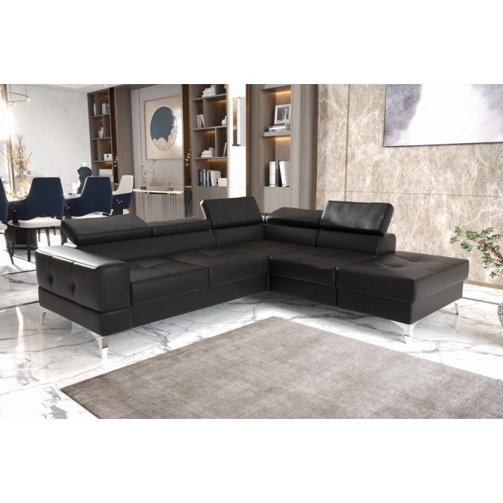 Canapé d'angle convertible en cuir TOSCANIA II 250 x 225 cm en plusieurs couleurs