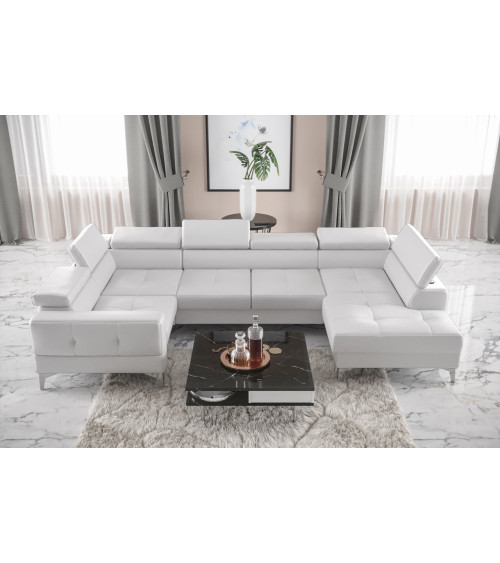 Sofá en U convertible de cuero TOSCANIA MAX I 170 x 350 x 185 cm en varios colores