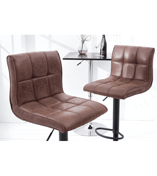 Tabouret de bar MODENA de 95 à 115 cm marron vintage