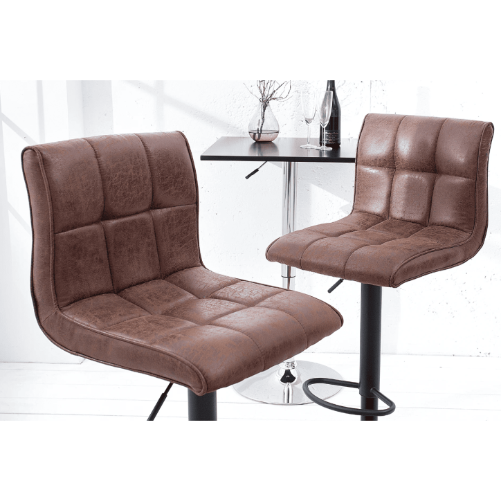 Tabouret de bar MODENA de 95 à 115 cm marron vintage