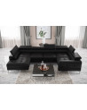 Canapé en U convertible en cuir TOSCANIA MAX I 170 x 350 x 185 cm en plusieurs couleurs