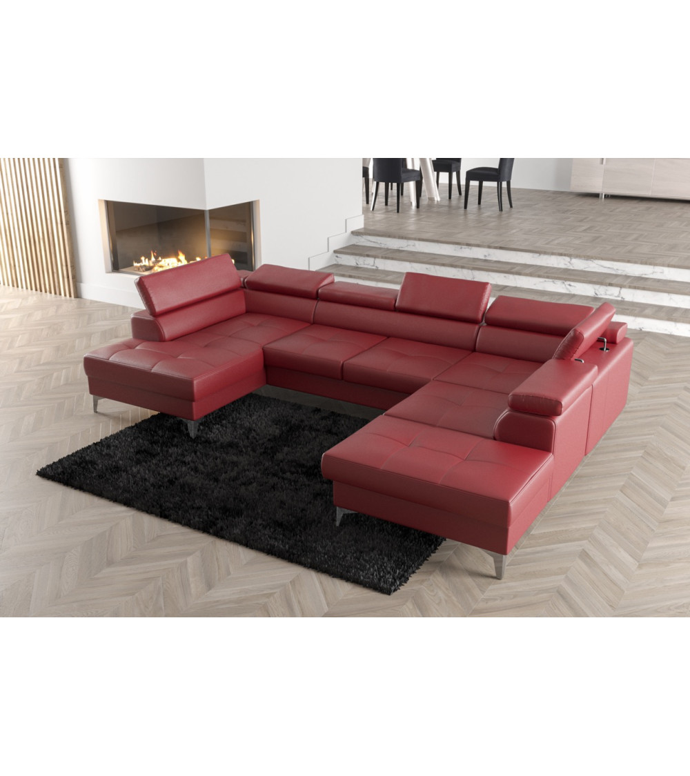 Divano a U trasformabile in pelle TOSCANIA MAX II 170 x 350 x 225 cm in vari colori Divano a U trasformabile in pelle TOSCANIA MAX II 170 x 350 x 225 cm in vari colori