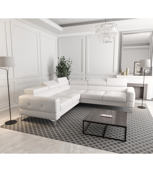 Canapé d'angle convertible en cuir TOSCANIA MAX 250 x 250 cm en plusieurs couleurs