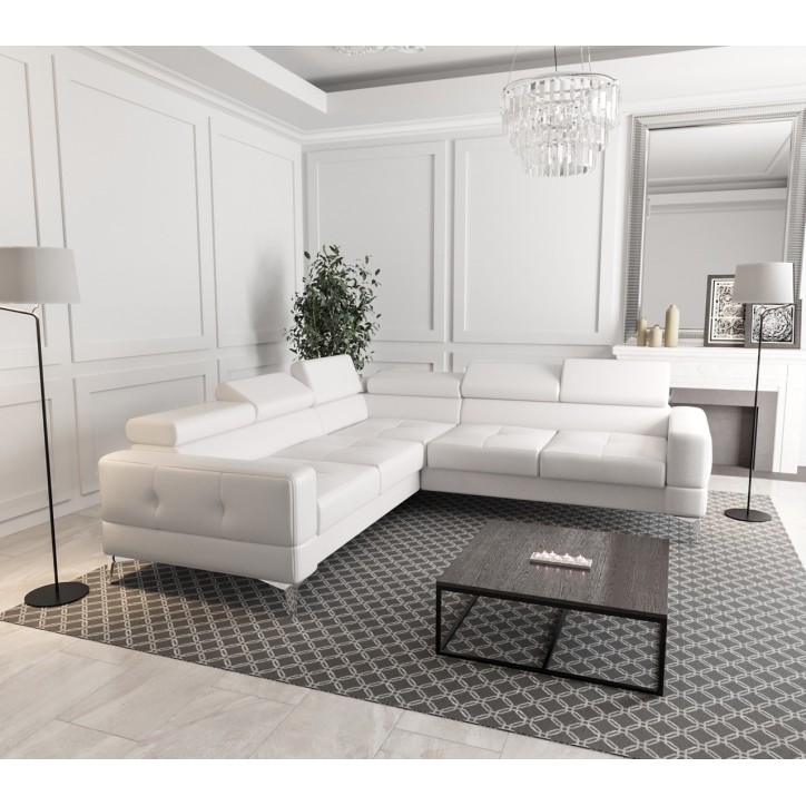 Canapé d'angle convertible en cuir TOSCANIA MAX 250 x 250 cm en plusieurs couleurs