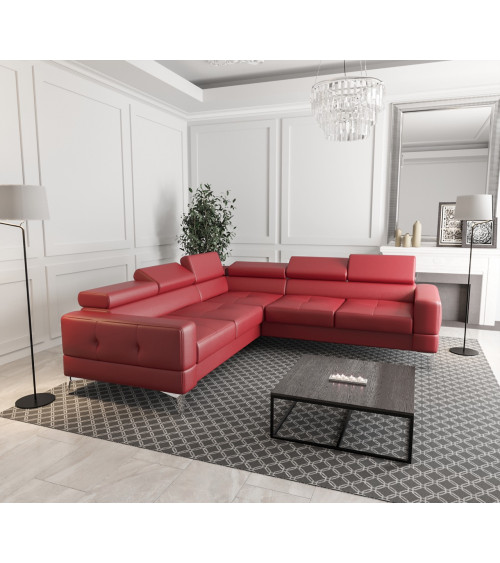 Sofá rinconera convertible de cuero TOSCANIA MAX 250 x 250 cm en varios colores