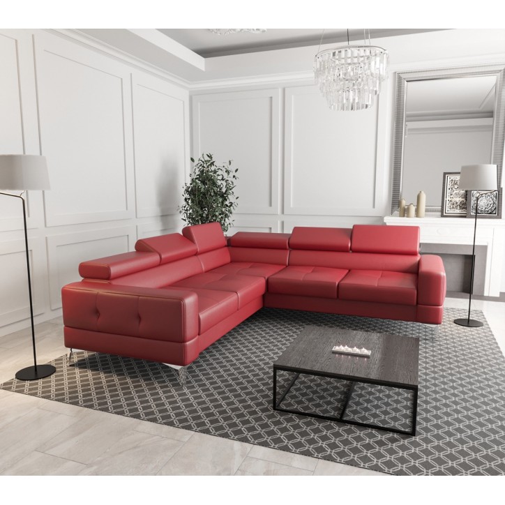 Sofá rinconera convertible de cuero TOSCANIA MAX 250 x 250 cm en varios colores