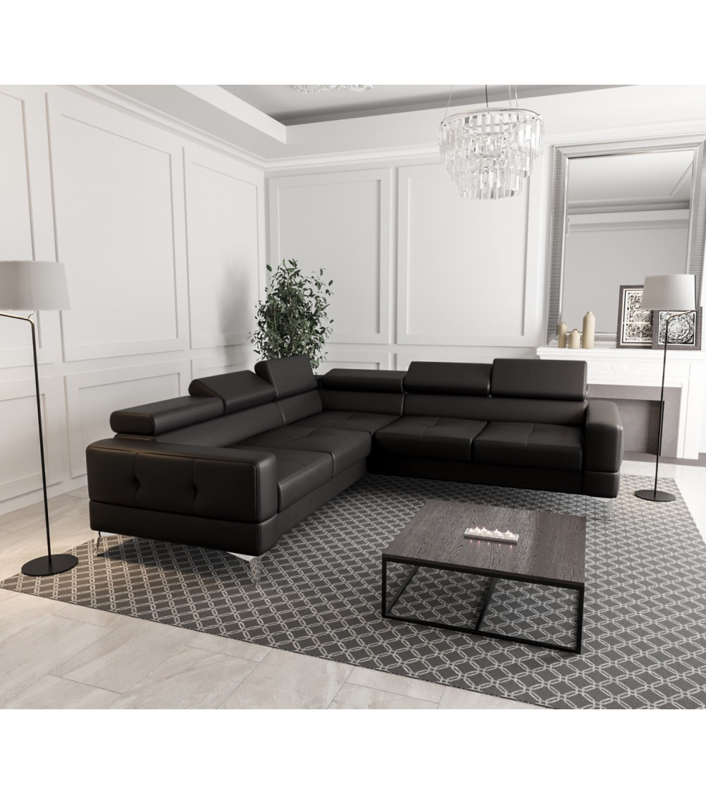 Canapé d'angle convertible en cuir TOSCANIA MAX 250 x 250 cm en plusieurs couleurs
