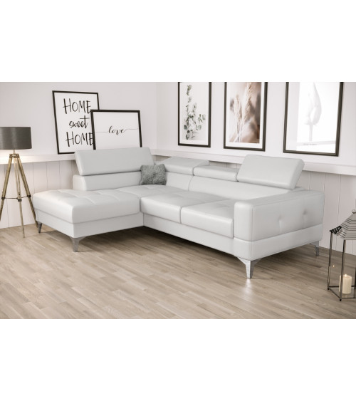 Sofá rinconera convertible de cuero TOSCANIA MINI 250 x 170 cm en varios colores