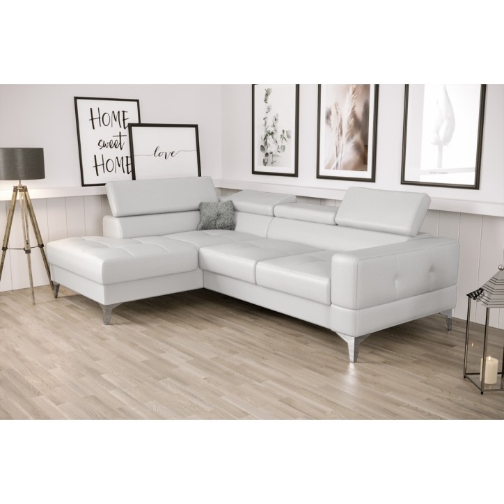 Sofá rinconera convertible de cuero TOSCANIA MINI 250 x 170 cm en varios colores
